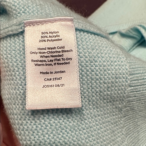 Talbots Teal Ruffled Neck Sweater Soft Knit Timeless Design - Picture 4 of 4